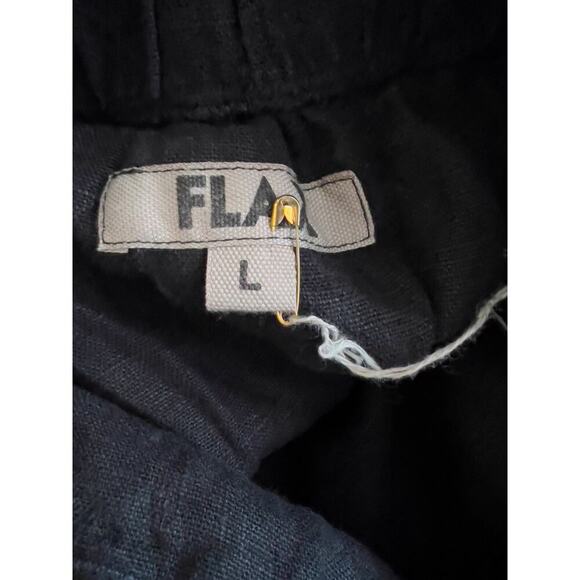 Flax Linen Maxi Skirt Slit Elastic Waist Large Black Lagenlook Prairie Boho - Picture 5 of 6